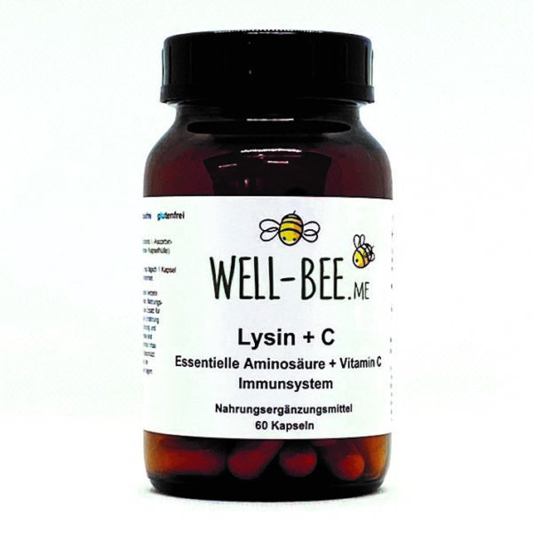 Lysin + Vitamin C  -  Aminosäure mit Vitamin C Kapseln "WELL-BEE"